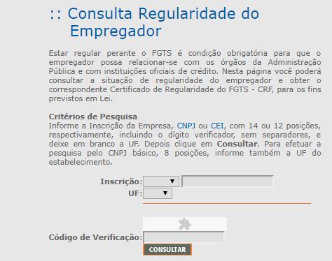 Consulta Certidão FGTS
